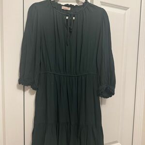 Knox Rose Dark Green Long Sleeve Peasant Midi Dress